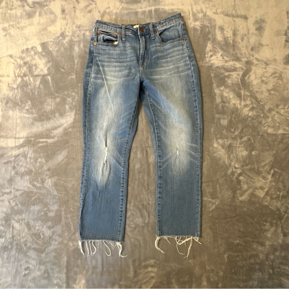 Madewell The High-Rise Slim Crop Boy Jean Size 26 Distressed Raw Hem
